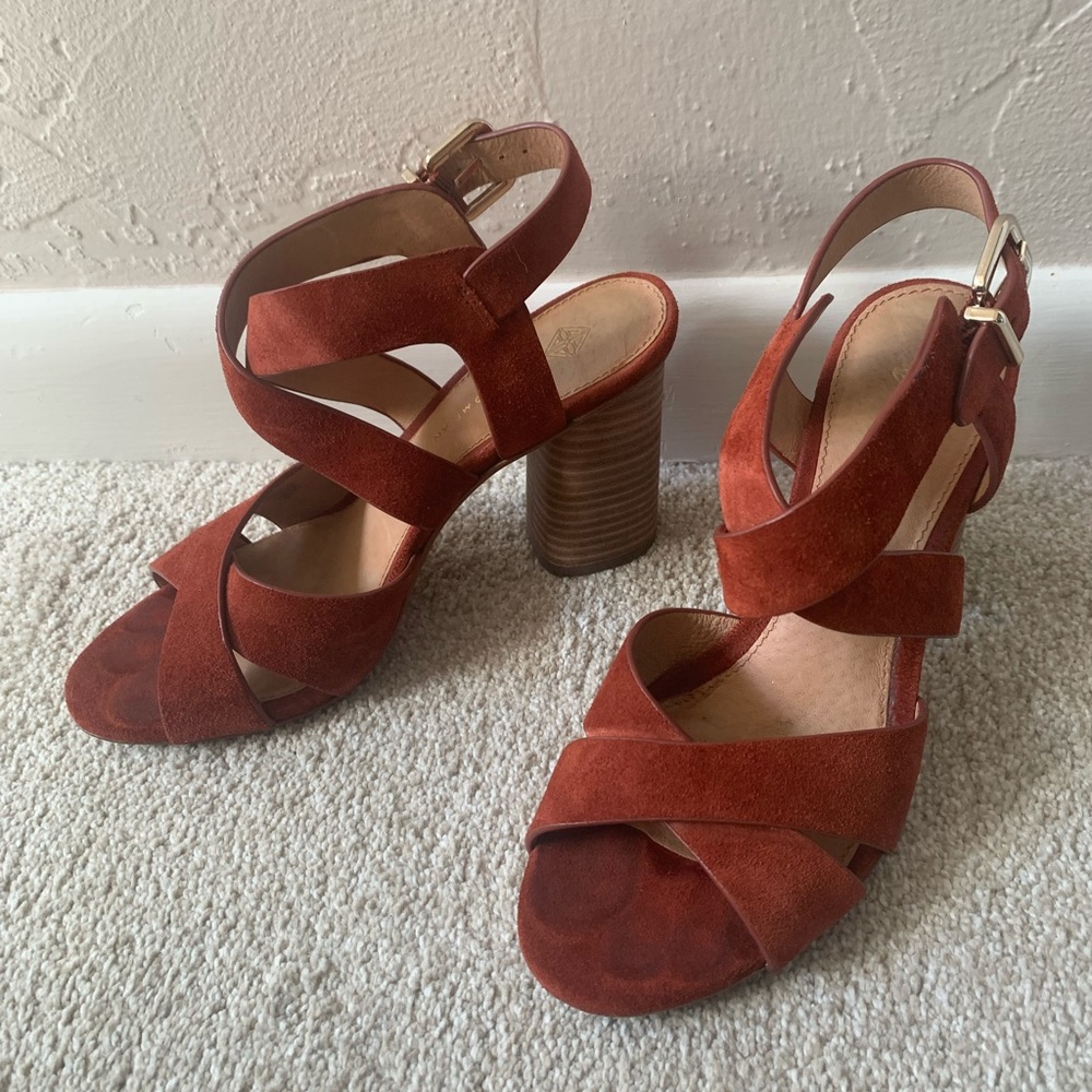 ANTONIO MELANI Rust Heels with Crisscross Straps